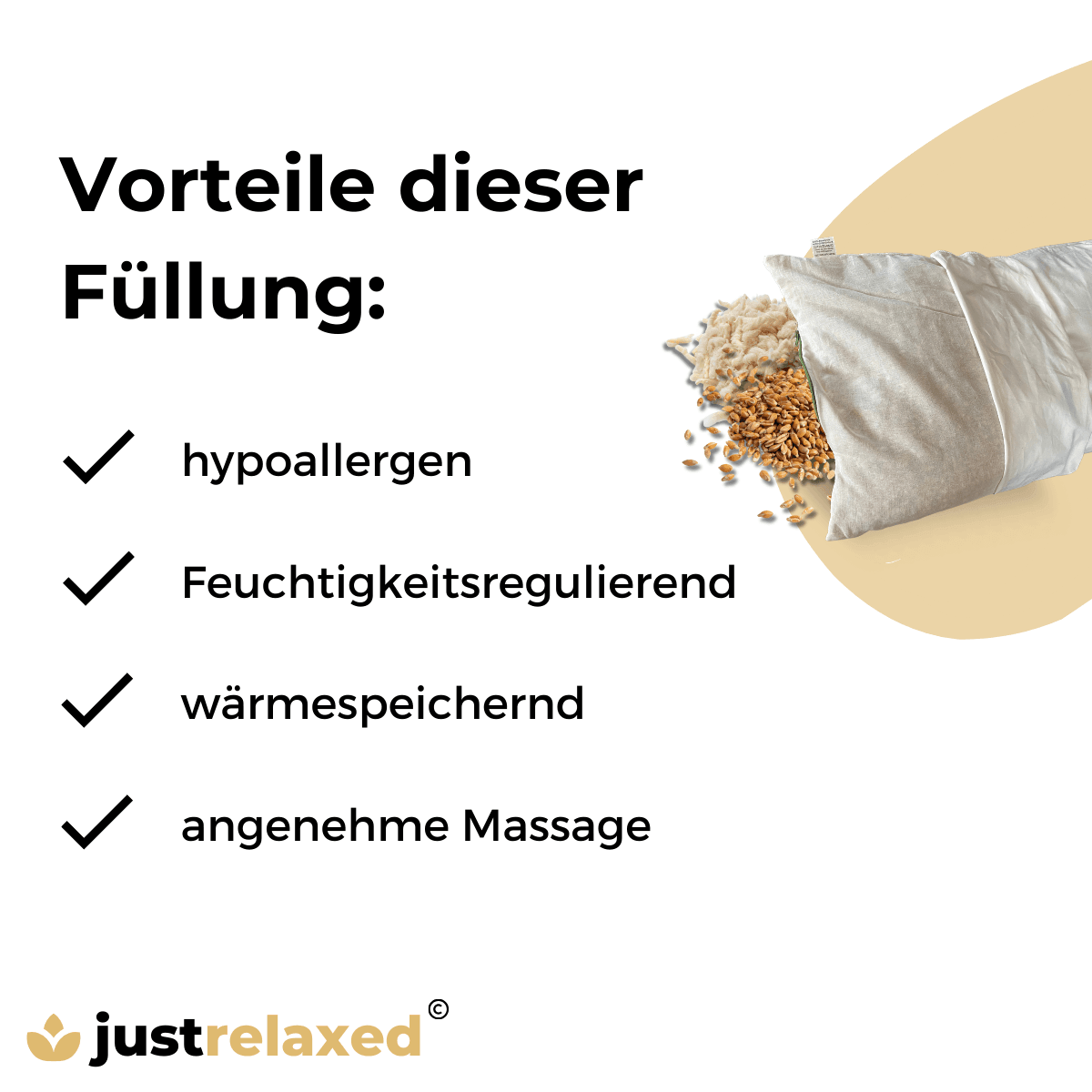 Dinkel-Schafschurwoll-Kissen | wärmeregulierend & hypoallergen