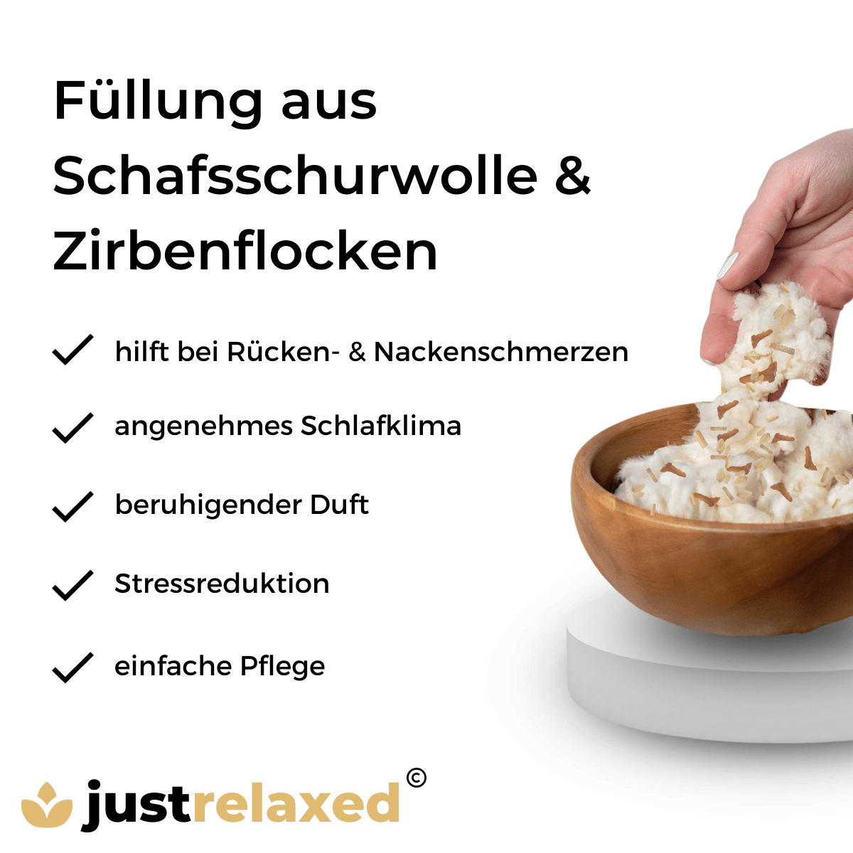Seitenschläferkissen - Schafschurwoll-Zirben-Füllung