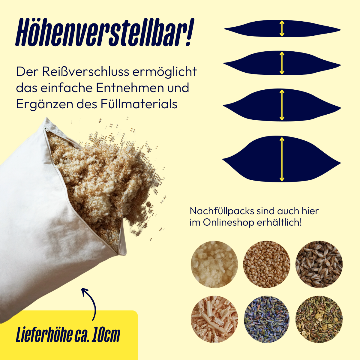 kleines Schafschurwoll-Kissen mit Zirbe | stressreduzierend & hypoallergen