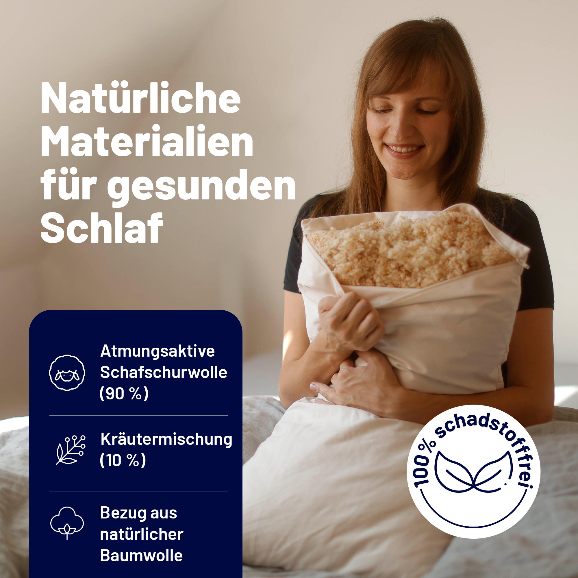 Schafschurwoll-Kissen mit Kräutern